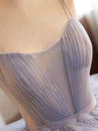 Blue Tulle Long Prom Gown, Blue Tulle Long Sweet 16 Dress