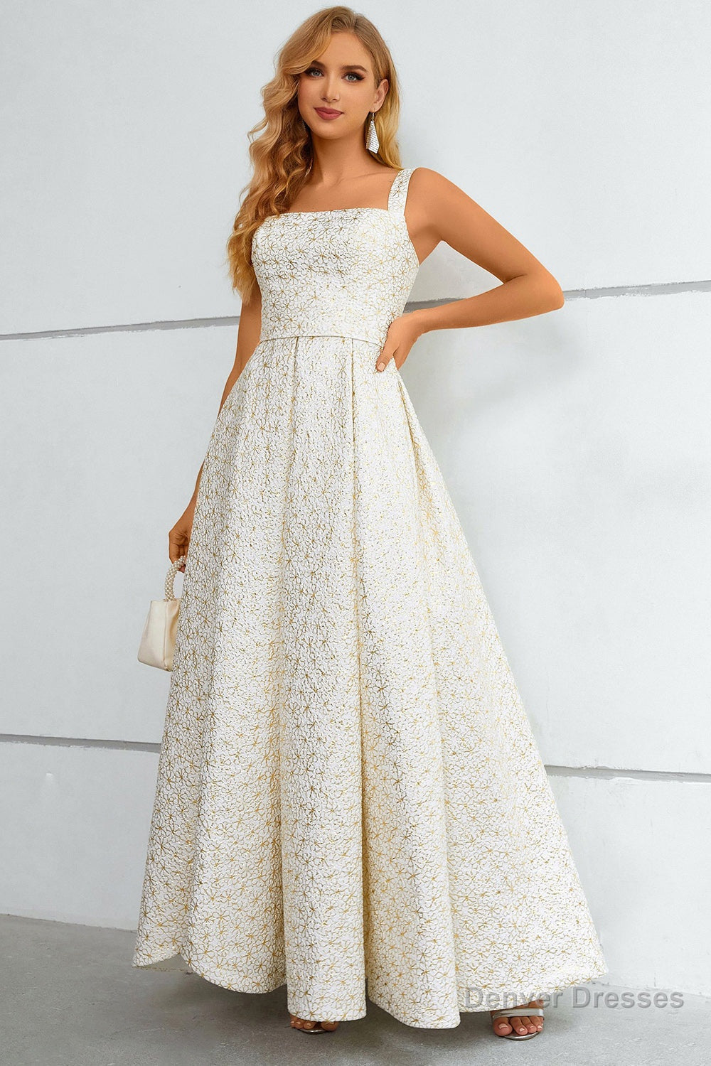Ivory Lace-Up Back A-Line Prom Dress Main image