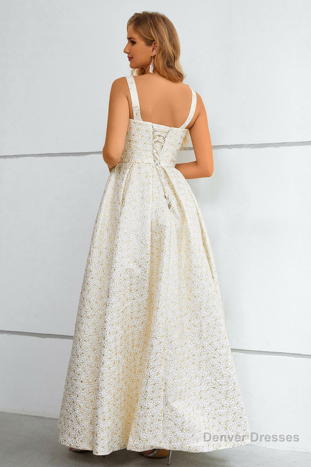 Ivory Lace-Up Back A-Line Prom Dress Secondary image
