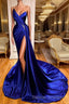 Glamorous Royal Blue Sweetheart Prom Dress Mermaid Long Evening Gowns With Split