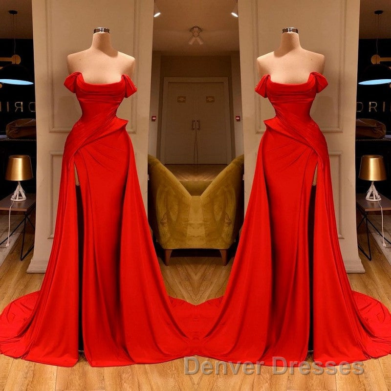 Sexy Red Off-the-Shoulder Long Prom Dress With Split Online Secondary image