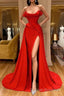 Sexy Red Off-the-Shoulder Long Prom Dress With Split Online