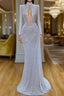 Stunning Long Sleeve High Neck Sequins Prom Dress Mermaid Long