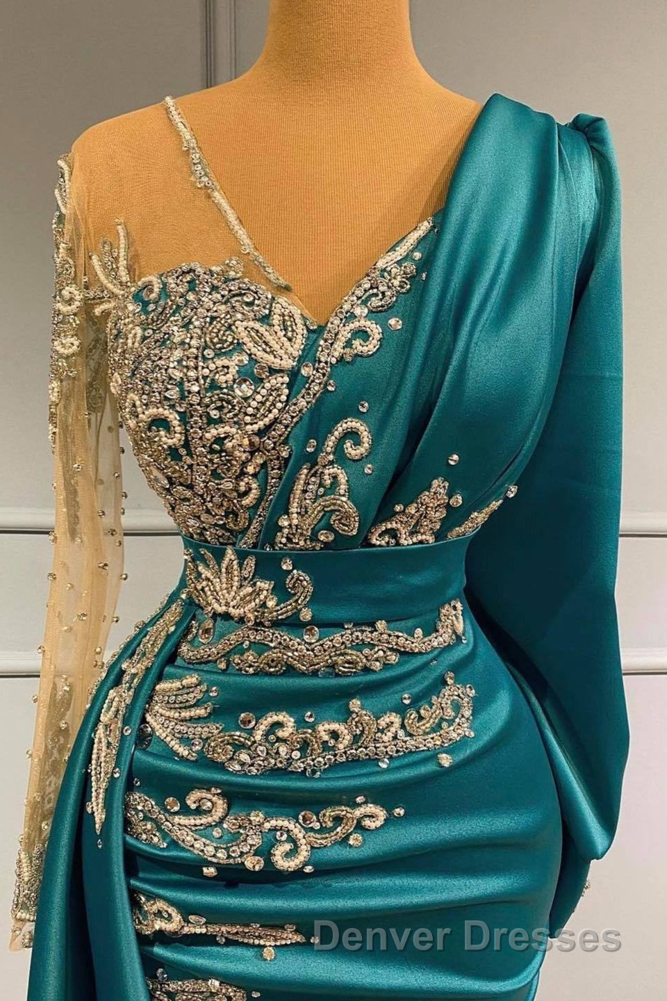 Glamorous Long Sleeve Mermaid Evening Dress With Lace Appliques Party Gowns Secondary image
