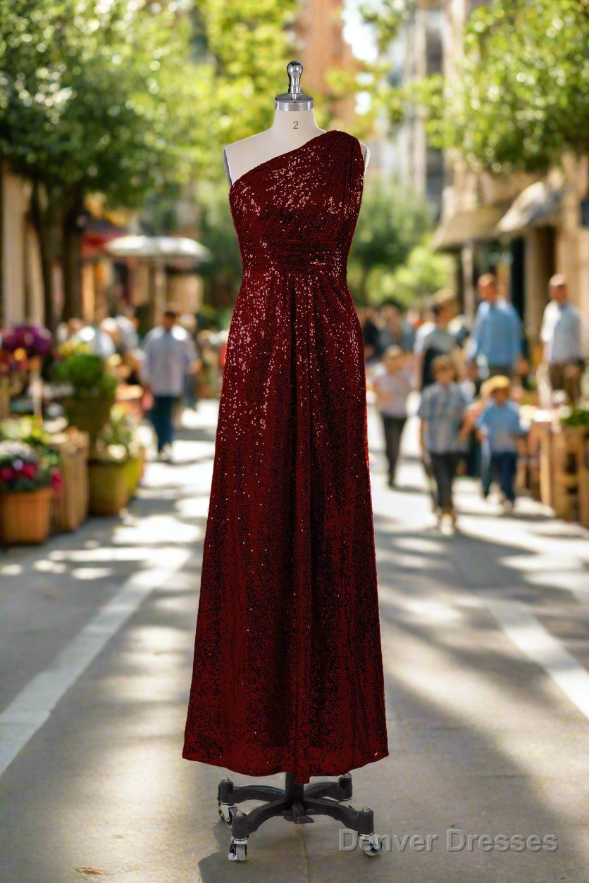 Charming One Shoulder Sequins Floor Length Bridesmaid Dresses