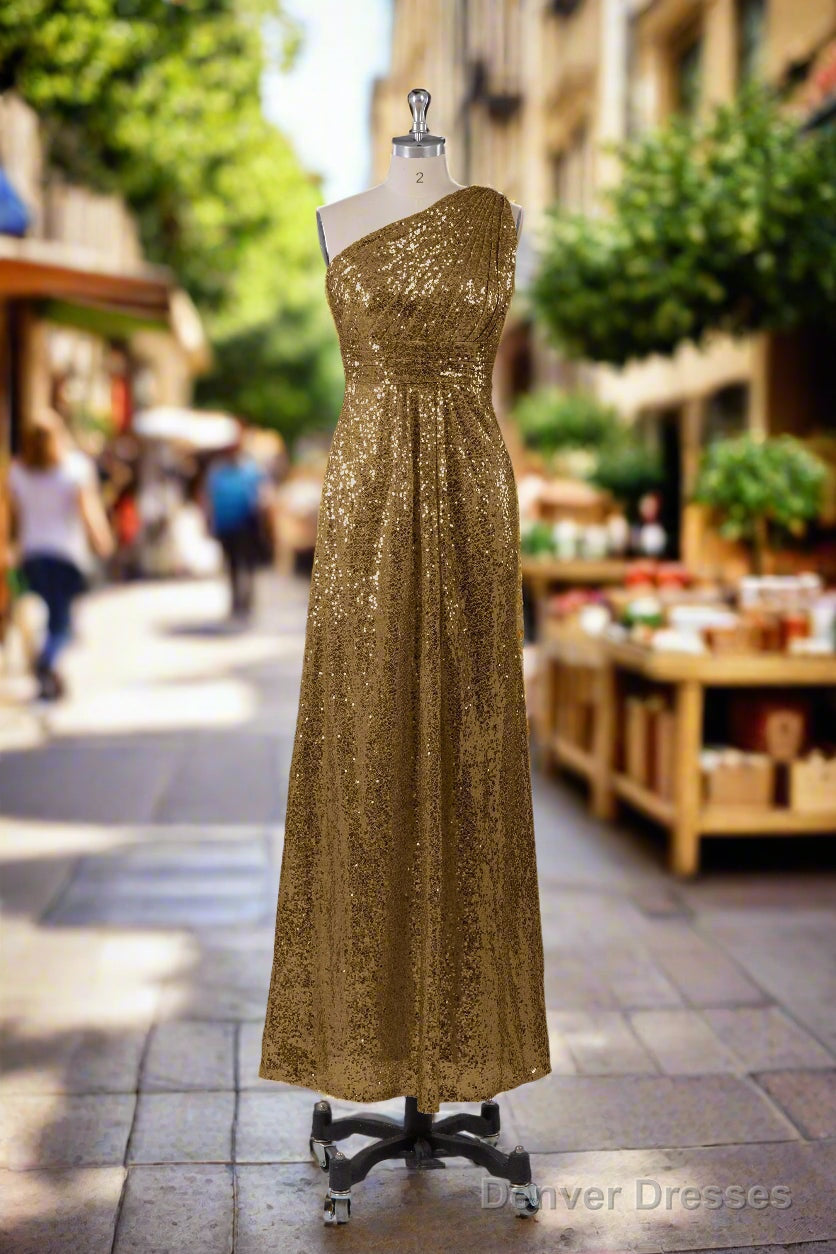 Charming One Shoulder Sequins Floor Length Bridesmaid Dresses