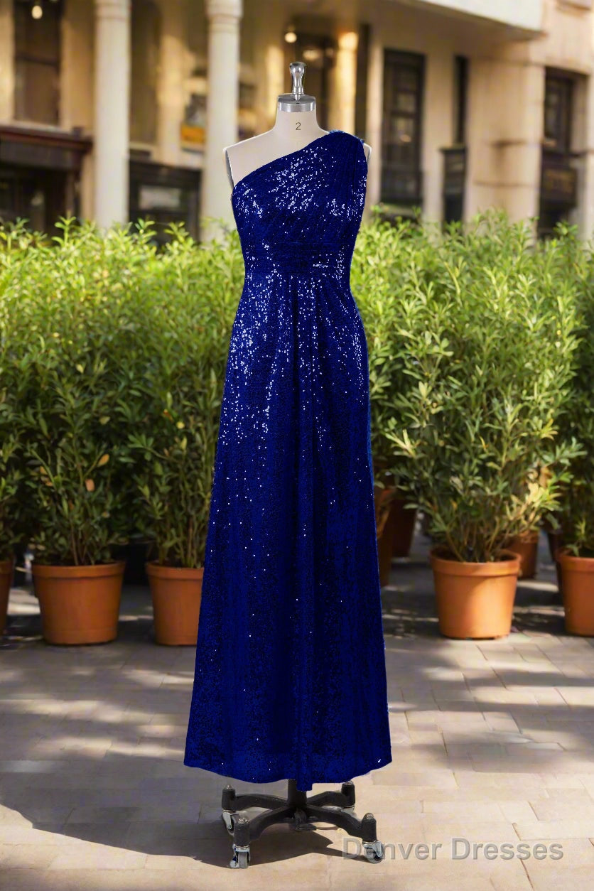 Charming One Shoulder Sequins Floor Length Bridesmaid Dresses