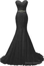 Chic Mermaid Sweetheart Long Lace Prom Dresses