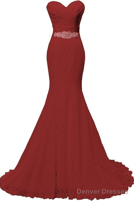 Chic Mermaid Sweetheart Long Lace Prom Dresses Main image