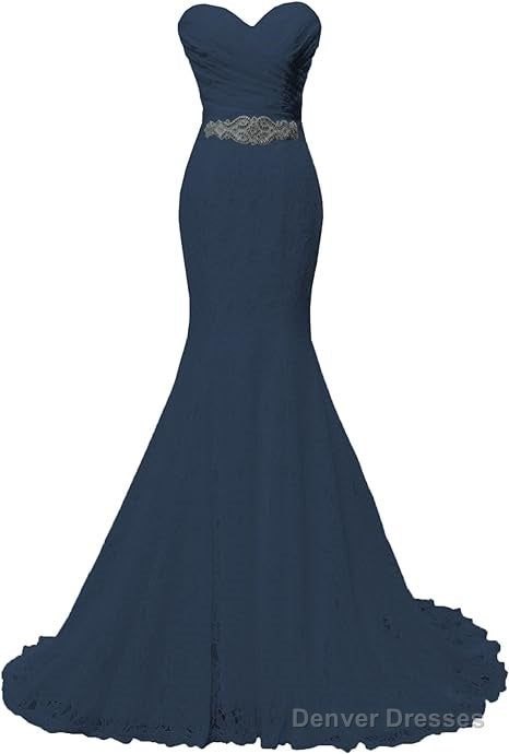 Chic Mermaid Sweetheart Long Lace Prom Dresses
