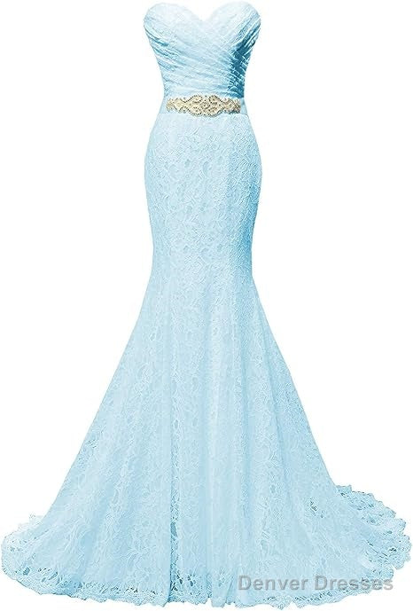 Chic Mermaid Sweetheart Long Lace Prom Dresses