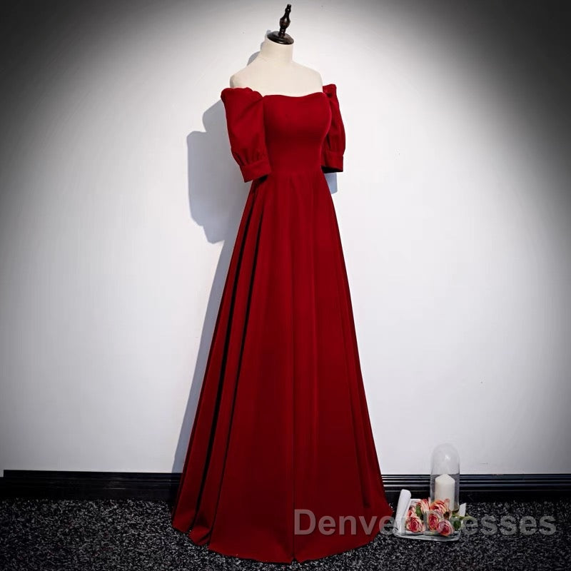 Classic Off Shoulder Long Maroon Prom Dress Secondary image