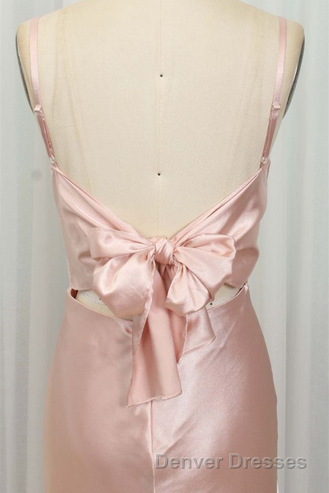 Classic Pink Spaghetti Straps Midi Party Dresss