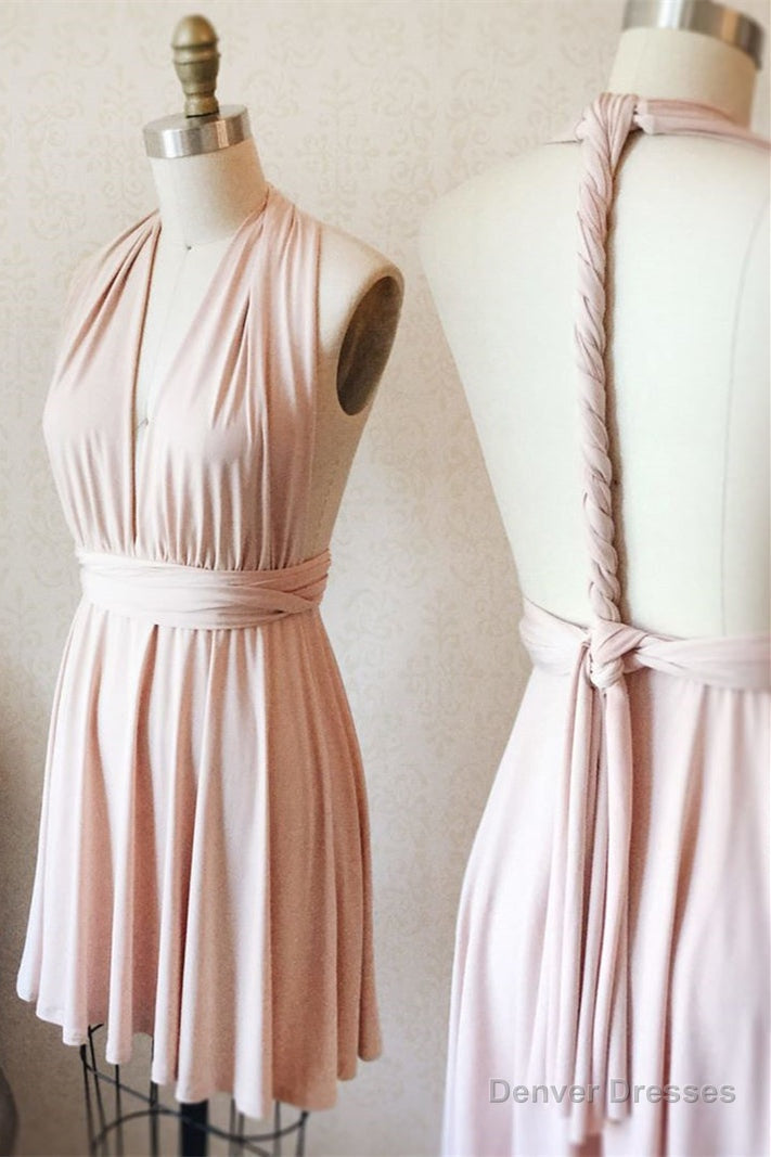 Cute Short A-Line Pink Bridesmaid Dress Main image