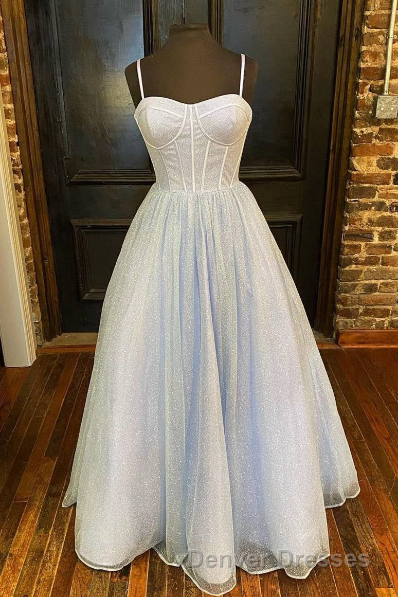 Princess Light Blue A-line Straps Long Prom Gown Secondary image