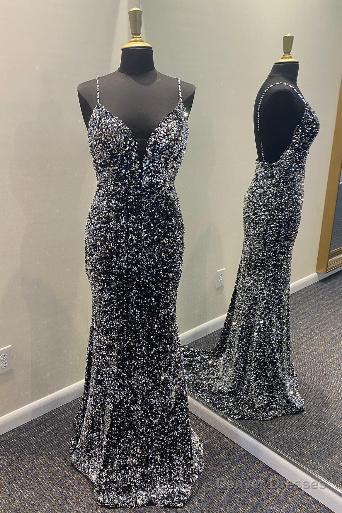 Stunning Black Glitters Mermaid Long Formal Dress Main image