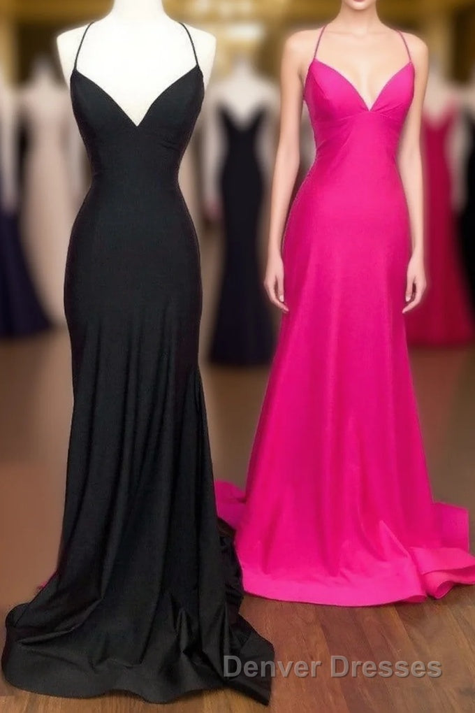 Simply Mermaid Black Straps Long Formal Dress