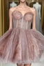 A-line Dusty Rose Sleeveless Tulle Short Homecoming Dress