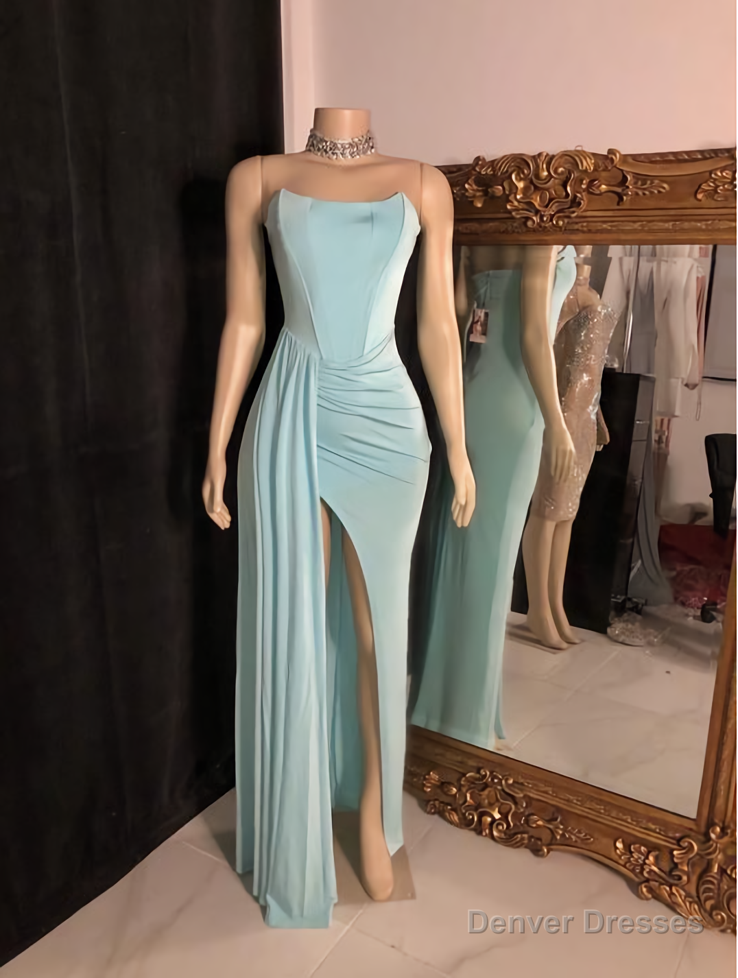 Strapless Simple Mermaid Long Prom Dress Main image