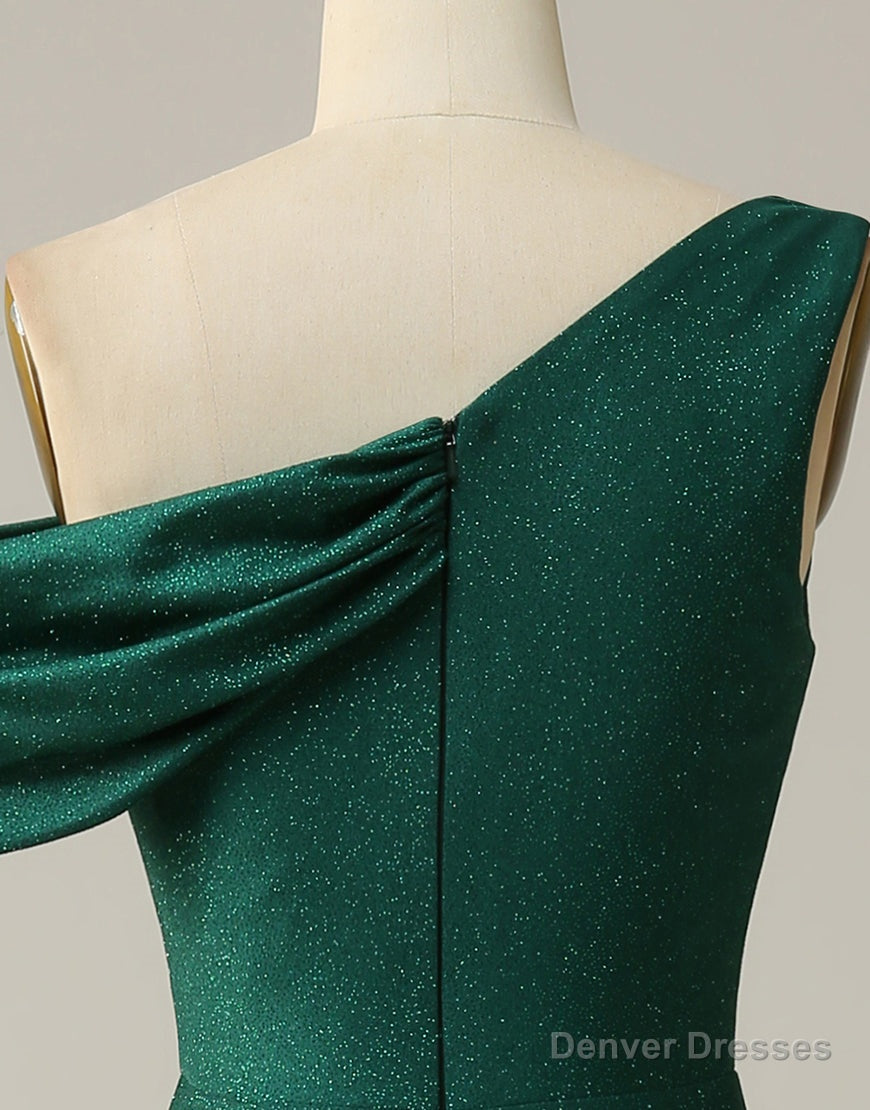 Dark Green Off The Shoulder Long Glitter Prom Dress With Split