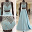 Blue Two Piece Bead Top Ball Gown Prom Dress