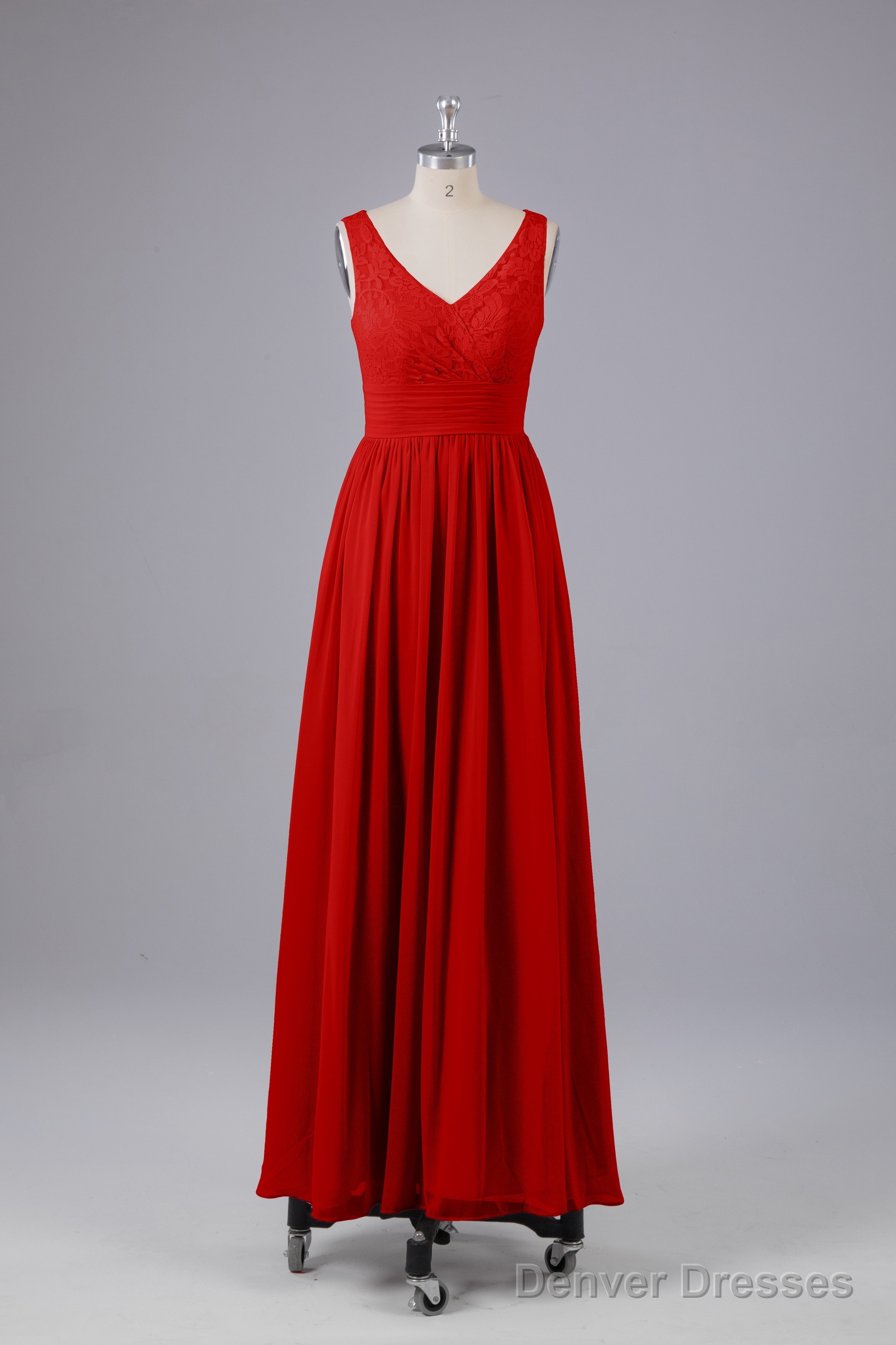 Elegant A-line V Neck Straps Chiffon Bridesmaid Dresses