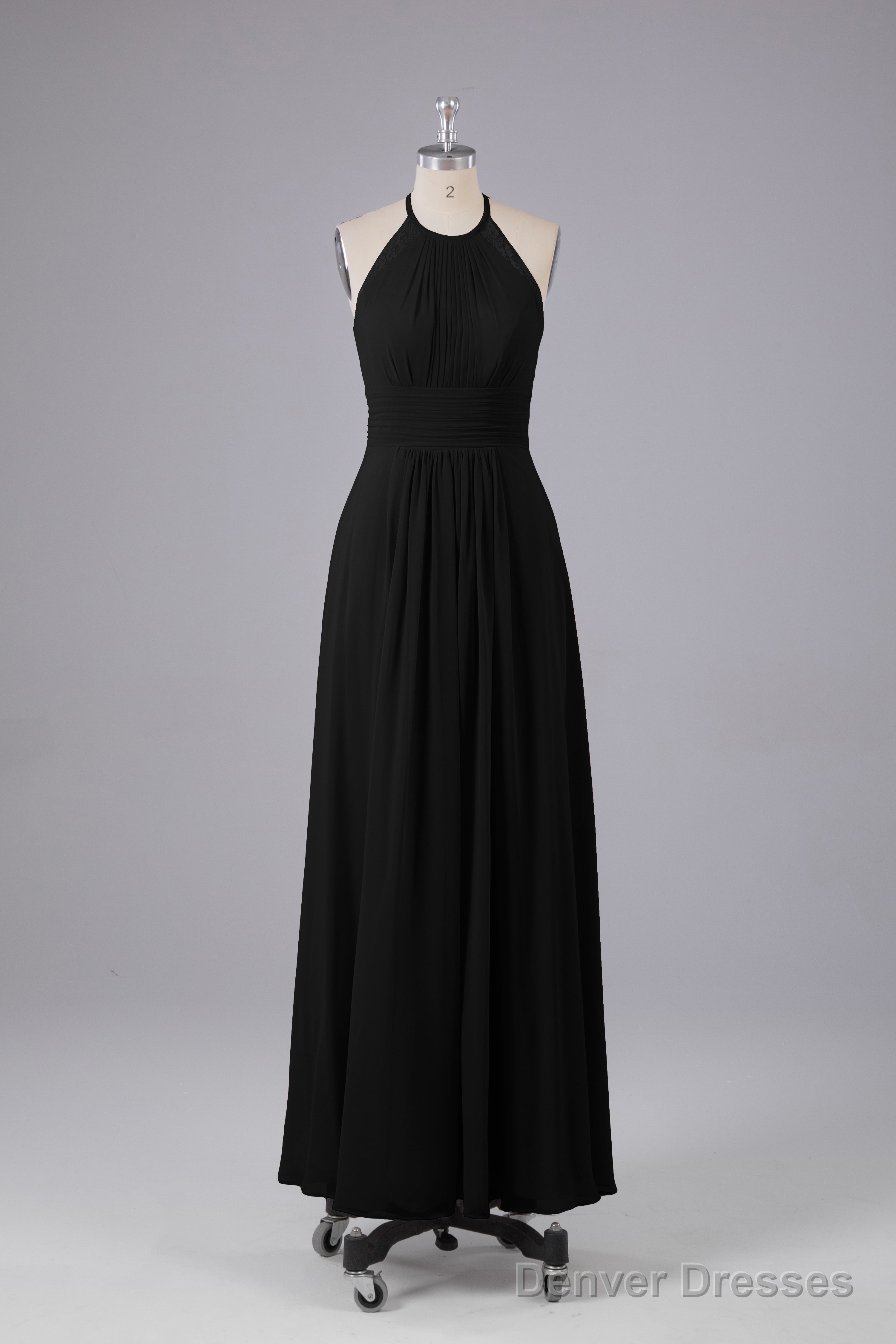 Elegant Chiffon Halter Floor Length Bridesmaid Dresses Secondary image