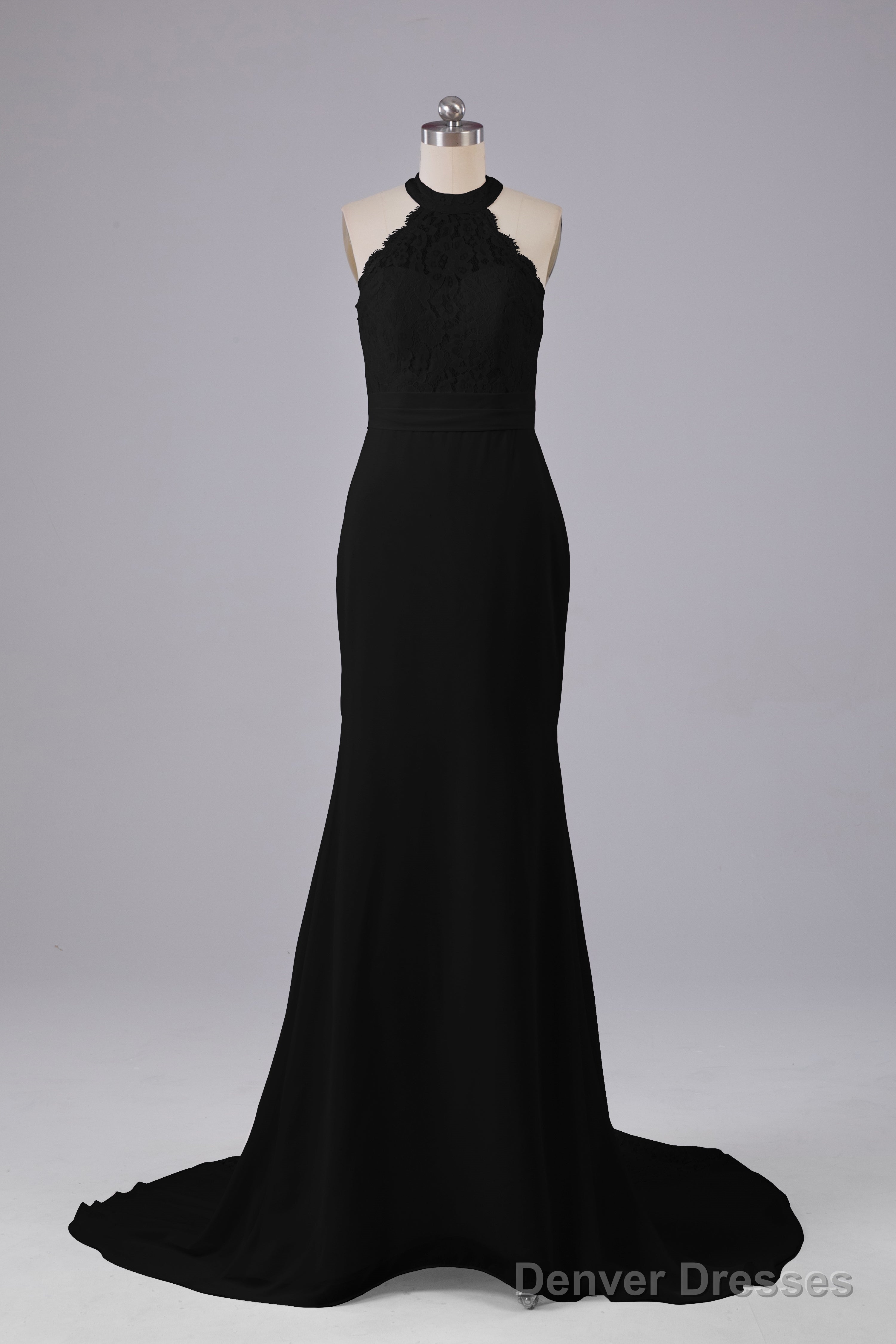 Elegant Halter Court Train Bridesmaid Dresses