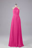 Elegant Keyhole Halter Lace Long Bridesmaid Dresses