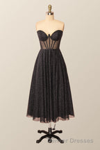 Green Corset A-line Tea Length Dress