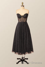 Green Corset A-line Tea Length Dress