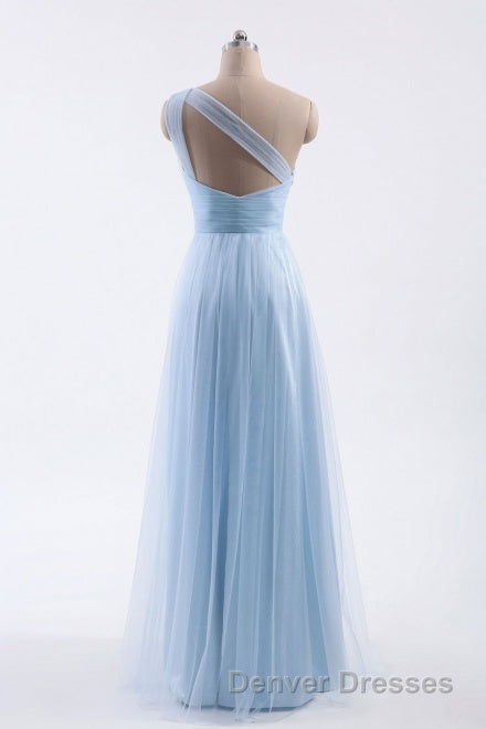 One Shoulder Sweetheart Ice Blue Bridesmaid Dress Secondary image