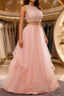 Fairy Blush Pink Two Piece Long Prom Dress
