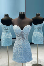 Purple Lace Tight Short Hoco Dress