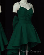 High Low Style Sweetheart Bow Back Satin homecoming Dress