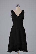 High Low Knee Length V-Neck Bridesmaid Dresses