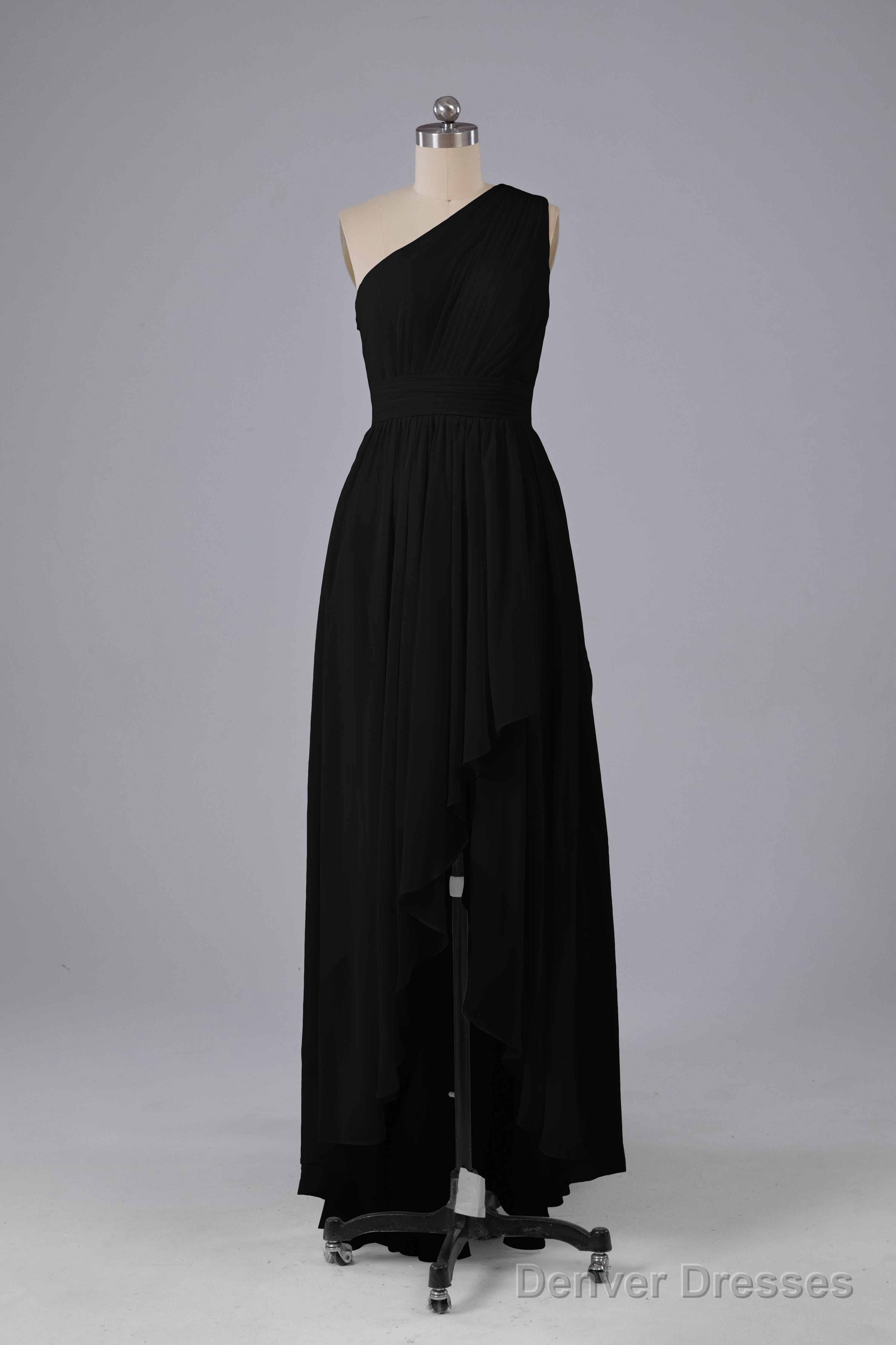 High Low One Shoulder Chiffon Bridesmaid Dresses