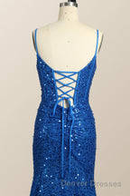 Royal Blue Sequin Mermaid Long Prom Dress