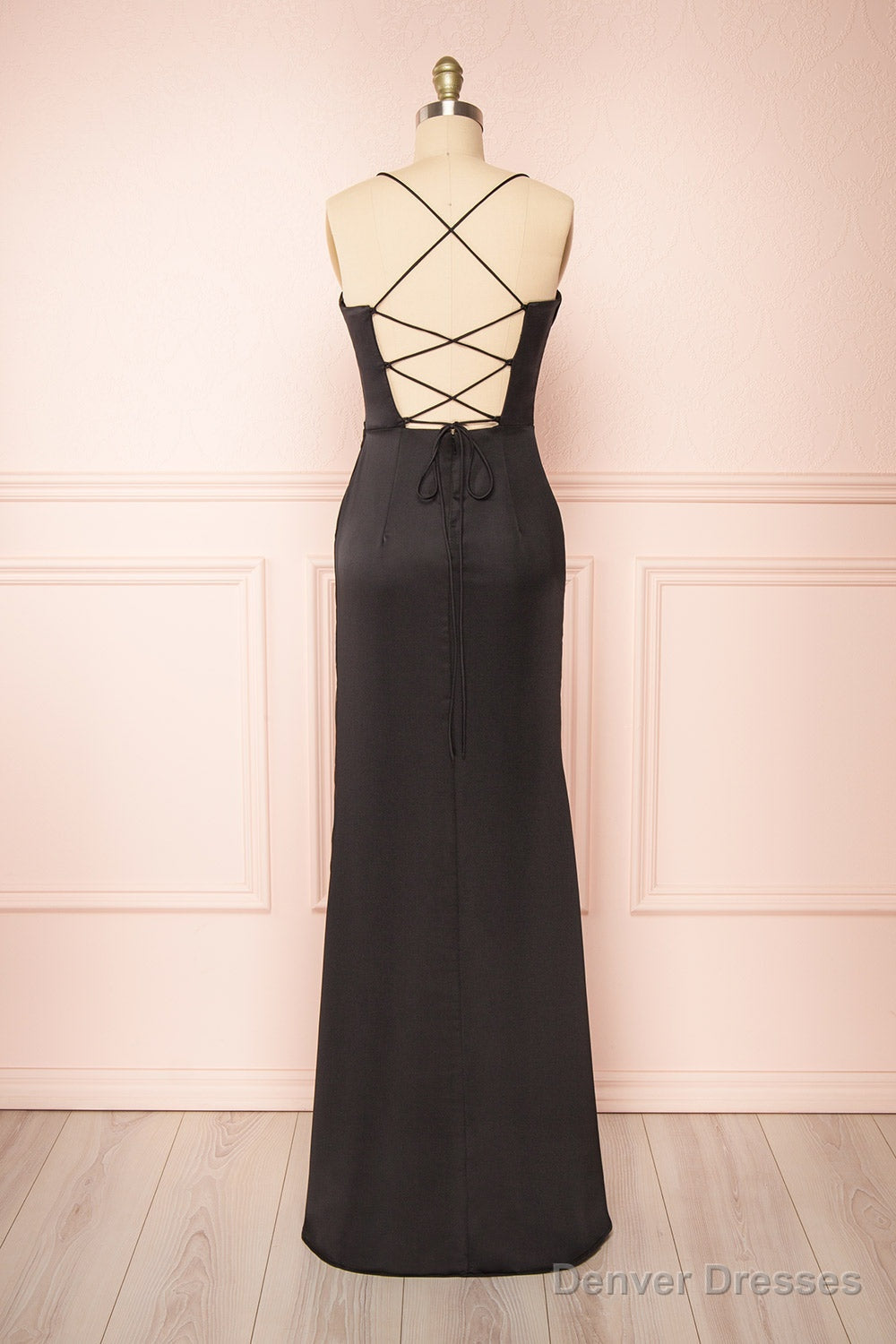 Black Prom Dresses, Corset Cowl Neck Maxi Dress, Black Bridesmaid Dress