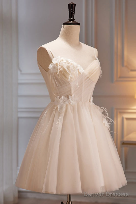 A Line V Neck Spaghetti Straps Tulle Short Homecoming Dresses Secondary image
