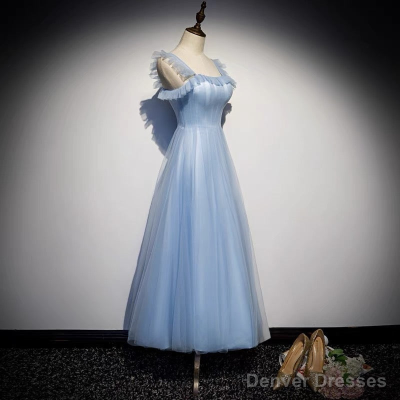 Light Blue Tulle Ankle Length Prom Dress Secondary image