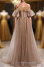 Formal Long A-line Tulle Prom Dress Lace Up Simple Evening Dress
