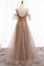 Formal Long A-line Tulle Prom Dress Lace Up Simple Evening Dress