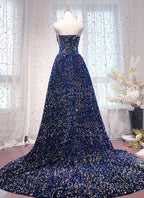 Chic Long Strapless Sparkly Tight Prom Dress Formal Party Dress