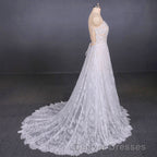 Charming Spaghetti Straps Long A-line Wedding Dress Beach Wedding Dress