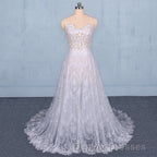 Charming Spaghetti Straps Long A-line Wedding Dress Beach Wedding Dress