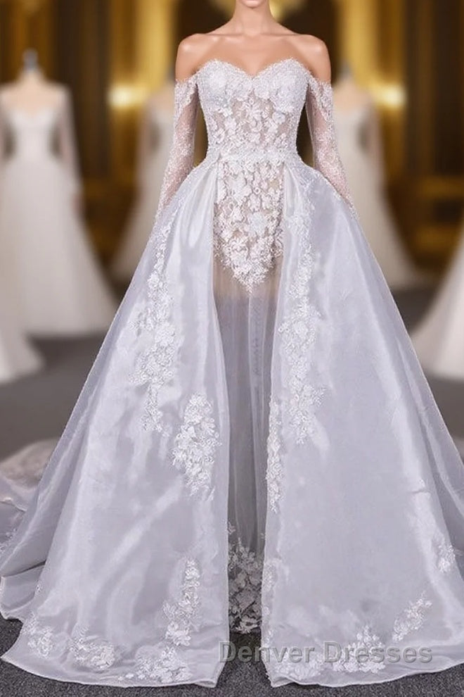 Long Sleeves Simple Elegant Wedding Dress Lace Wedding Gowns Main image