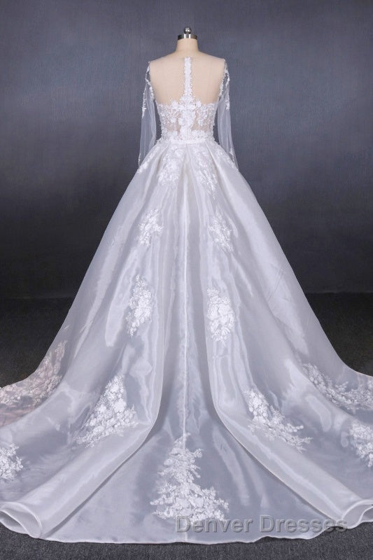 Long Sleeves Simple Elegant Wedding Dress Lace Wedding Gowns Secondary image