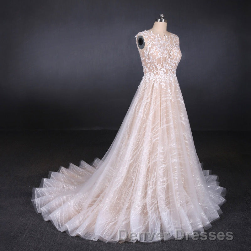 Gorgeous Long Backless Wedding Dress Ivory Lace Wedding Gowns
