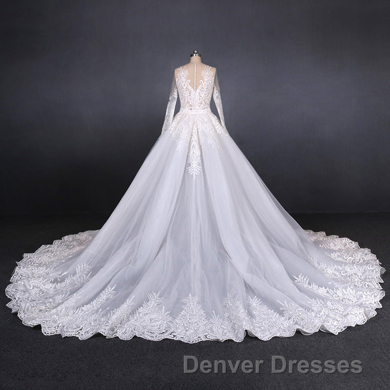 Elegant Long Sleeves Lace Wedding Dress Beautiful Bridal Dress